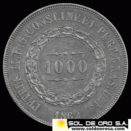 NA2 - NUMIS - BRASIL - 1000 REIS - 1862 - MONEDA DE PLATA