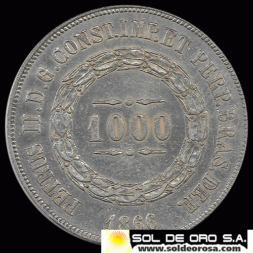 NA2 - NUMIS - BRASIL - 1000 REIS - 1866 - MONEDA DE PLATA