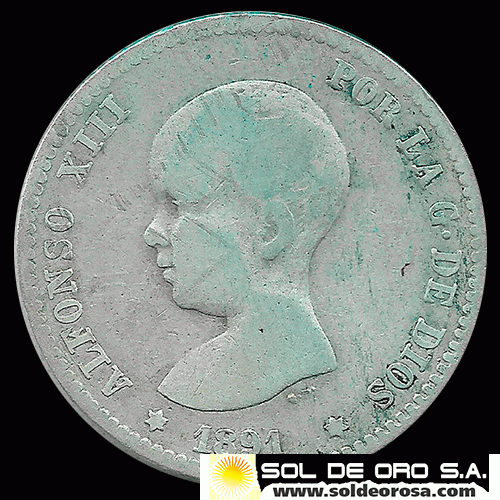 NA2 - ESPANHA - 1 PESETA - 1891 - ALFONSO XIII REY - MONEDA DE PLATA