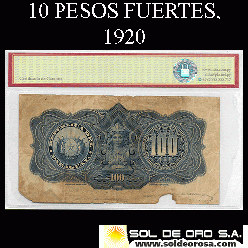 NUMIS - BILLETES DEL PARAGUAY - 1920 - CIEN PESOS FUERTES (MC178.b)