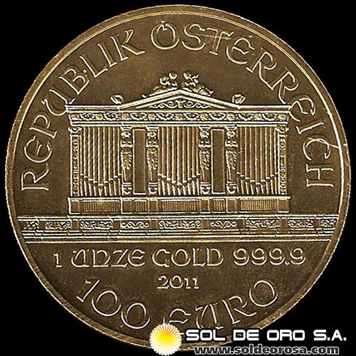 AUSTRIA - REPUBLIK OSTERREICH -WIENER PHILHARMONIKER - ORQUESTA FILARMONICA - 2011 - MONEDA DE ORO