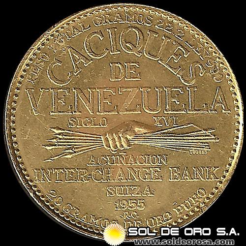 REPUBLICA DE VENEZUELA - MEDALLA - CACIQUES DE VENEZUELA - TEREPAIMA - MEDALLA DE ORO 900