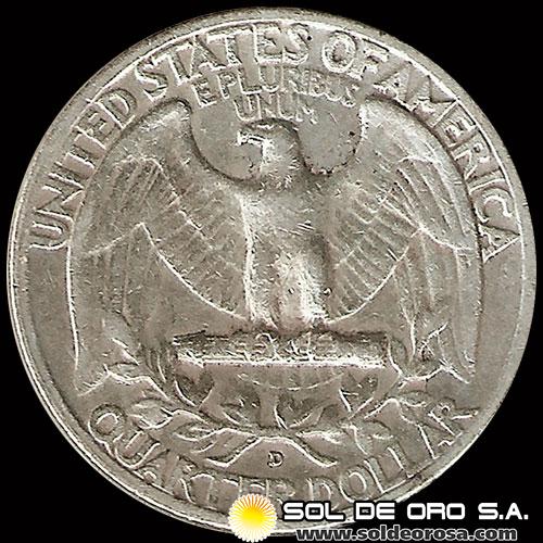 ESTADOS UNIDOS - UNITED STATES - WASHINGTON QUATER DOLLAR, 1954 D - MONEDA DE PLATA