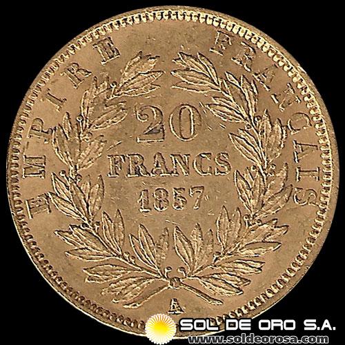 FRANCIA - EMPIRE FRANCAIS - NAPOLEON III - 20 FRANCOS, 1857 - MONEDA DE ORO