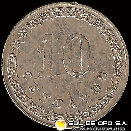 NUMIS - MONEDAS DEL PARAGUAY - 10 CENTAVOS - 1908 - MONEDA DE COBRE Y NIQUEL