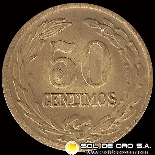 NUMIS - MONEDAS DEL PARAGUAY - 50 CENTIMOS - 1944 - MONEDA DE ALUMINIO Y BRONCE