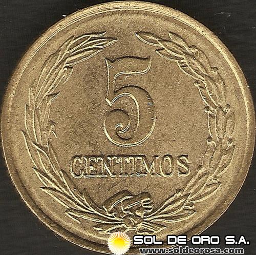 NUMIS - MONEDAS DEL PARAGUAY - 5 CENTIMOS - 1947 - MONEDA DE ALUMINIO Y BRONCE
