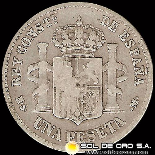 NA2 - ESPANHA - 1 PESETA - 1881 MS-M - ALFONSO XII REY -  MONEDA DE PLATA