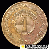 NUMIS - MONEDA DEL PARAGUAY - 1 CENTESIMO - 1870 - MONEDA DE COBRE 