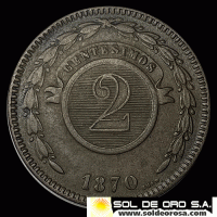 NUMIS - MONEDA DEL PARAGUAY - 2 CENTESIMOS - 1870 - MONEDA DE COBRE