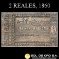 NUMIS - BILLETES DEL PARAGUAY - 1860 - DOS REALES (MC17.a) - FIRMAS: BENIGNO GONZALEZ - ANTONIO IRALA - TESORO NACIONAL