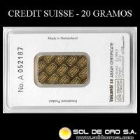 CREDIT SUISSE - 20 GRAMOS - BARRA DE ORO 24K