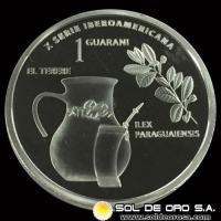 SIN STOCK - MONEDAS DEL PARAGUAY - 1 GUARANI - MONEDA CONMEMORATIVA  X SERIE IBEROAMERICANA - RAICES CULTURALES - EL TERERE - MONEDA DE PLATA