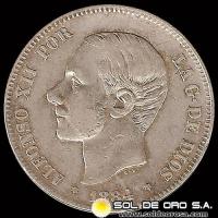 NA2 - ESPANHA - 2 PESETAS - 1884 - ALFONSO XII REY - MONEDA DE PLATA
