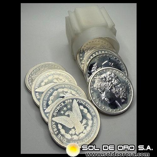 ESTADOS UNIDOS DE AMERICA - LIBERTY HEAD - SILVER BULLION ROUND - TUBO DE 10 ONZAS DE PLATA PURA