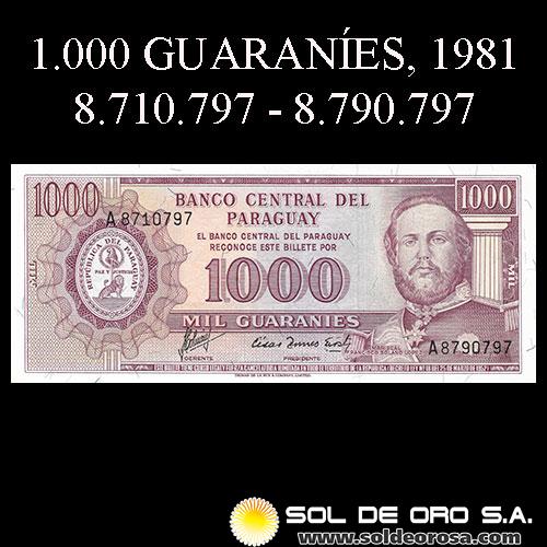 NUMIS - BILLETES DEL PARAGUAY - 1963 - MIL GUARANIES (MC218.b2) - FIRMAS: AUGUSTO COLMAN VILLAMAYOR - CESAR ROMEO ACOSTA - ERROR DE NUMERACION - BANCO CENTRAL DEL PARAGUAY