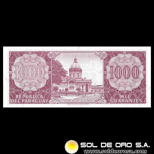 NUMIS - BILLETES DEL PARAGUAY - 1963 - MIL GUARANIES (MC218.b2) - FIRMAS: AUGUSTO COLMAN VILLAMAYOR - CESAR ROMEO ACOSTA - ERROR DE NUMERACION - BANCO CENTRAL DEL PARAGUAY