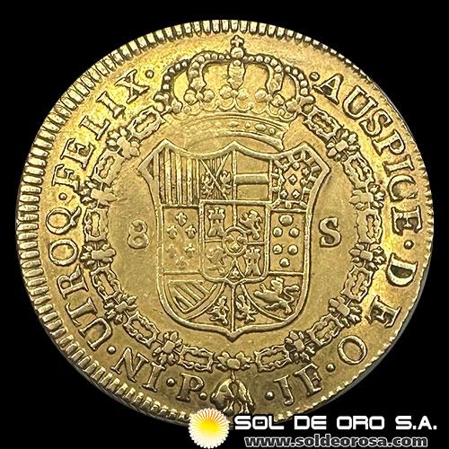 COLOMBIA - 8 ESCUDOS, 1807 - CAROLUS IIII - CECA POPAYAN - MONEDA COLONIAL DE ORO