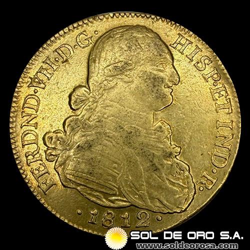 COLOMBIA - 8 ESCUDOS, 1812 - FERDINAND VII - PORTRAIT OF CARLOS IV - MONEDA COLONIAL DE ORO