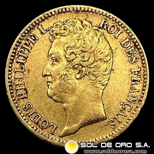 FRANCIA - REPUBLIQUE FRANCAISE - 20 FRANCOS, LOUIS PHILIPPE I - 1831 - MONEDA DE ORO