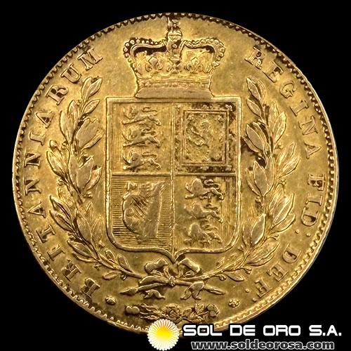 INGLATERRA - SOVEREIGN, LIBRA INGLESA (VICTORIA JOVEN) - 1843 - MONEDA DE ORO