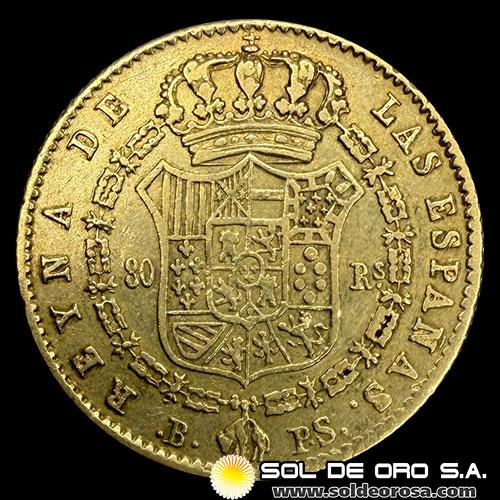 ESPAÑA - 80 REALES, 1844 - ISABEL II REINA DE LAS ESPAÑAS - MONEDA DE ORO