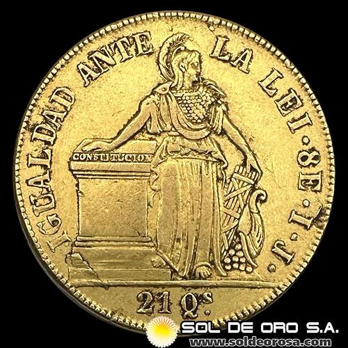 REPUBLICA DE CHILE - 8 ESCUDOS, 1845 - MONEDA DE ORO