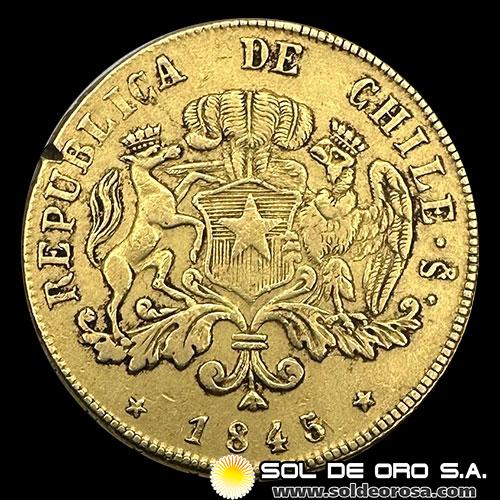 REPUBLICA DE CHILE - 8 ESCUDOS, 1845 - MONEDA DE ORO