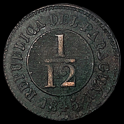 NUMIS - REPUBLICA DEL PARAGUAY - 1/12AVO - 1845 - MONEDA DE COBRE