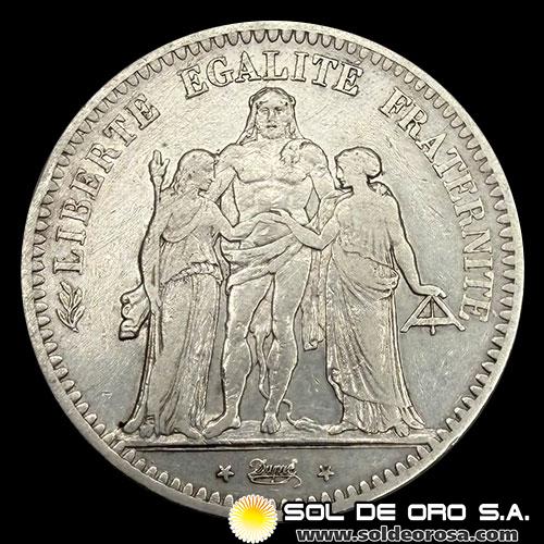 NA3 - FRANCIA - 5 FRANCS, 1849 - HERCULES - SECOND REPUBLIC - MONEDA DE PLATA