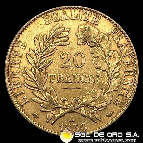 FRANCIA - EMPIRE FRANCAIS - 20 FRANCOS, 1850 - MONEDA DE ORO