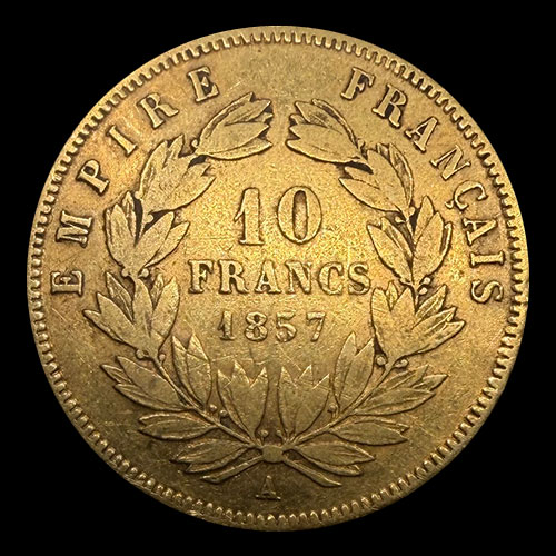 FRANCIA - EMPIRE FRANCAIS - NAPOLEON III - 10 FRANCOS, 1857 - MONEDA DE ORO