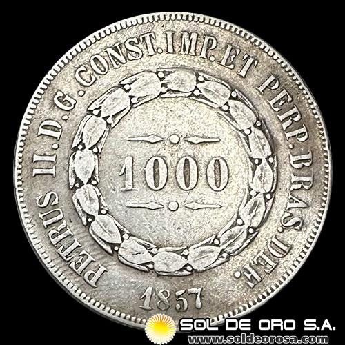 	NA2 - BRASIL - 1.000 REIS - 1857 - PEDRO II - MONEDA DE PLATA