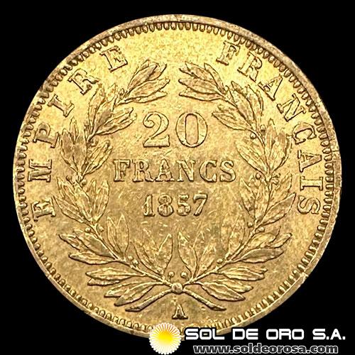 FRANCIA - EMPIRE FRANCAIS - NAPOLEON III - 20 FRANCOS, 1857 - MONEDA DE ORO