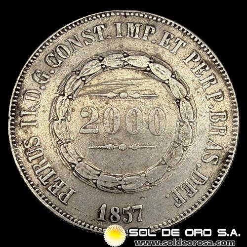 NA2 - BRASIL - 2.000 REIS - 1857 - PEDRO II - MONEDA DE PLATA