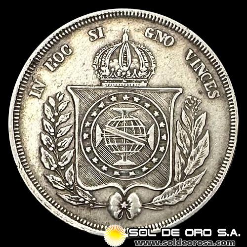 BRASIL - 500 REIS, 1857 - PEDRO II - MONEDA DE PLATA