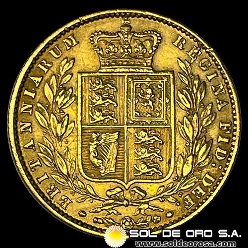 INGLATERRA - SOVEREIGN (VICTORIA JOVEN), LIBRA INGLESA - 1853 - MONEDA DE ORO