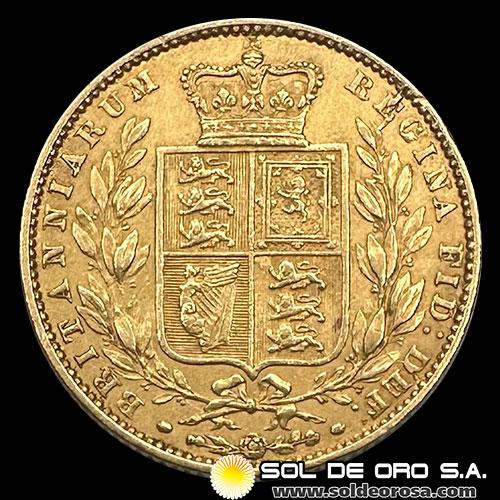 INGLATERRA - SOVEREIGN, LIBRA INGLESA (VICTORIA - JOVEN), 1860 - MONEDA DE ORO