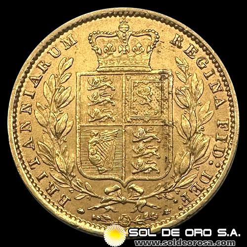 INGLATERRA - SOVEREIGN, LIBRA INGLESA (VICTORIA - JOVEN), 1861 - MONEDA DE ORO