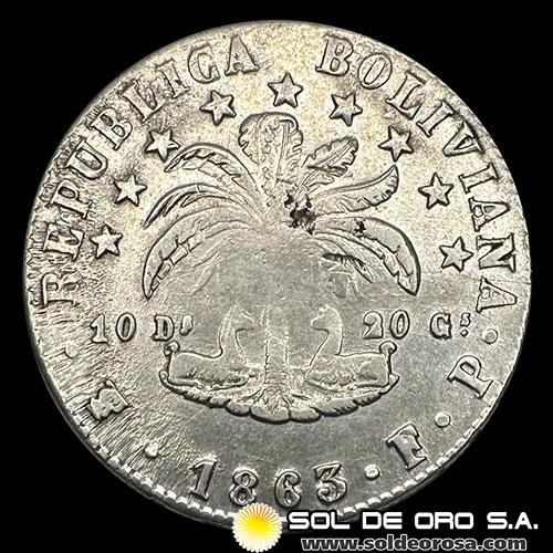 NA2 - REPUBLICA BOLIVIANA - 8 SOLES, 1863 - 10 DS 20 GS - MONEDA DE PLATA