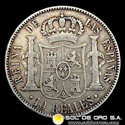 NA2 - ESPAÑA - 10 REALES, 1864 - ISABEL II REINA DE LAS ESPAÑAS - MONEDA DE PLATA