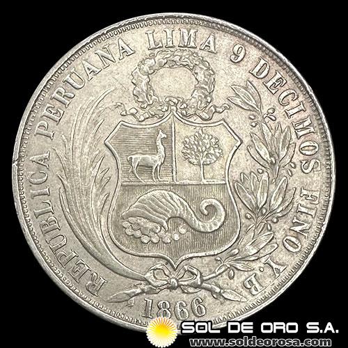 NA4 - REPUBLICA PERUANA - 1 SOL - 1866 - MONEDA DE PLATA