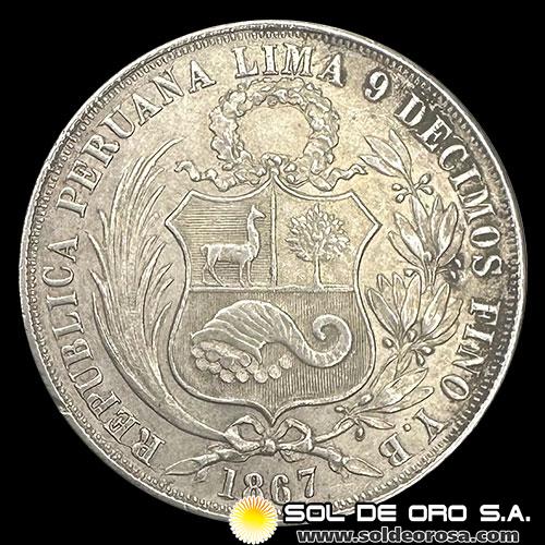 NA4 - REPUBLICA PERUANA - 1 SOL - 1867 - MONEDA DE PLATA