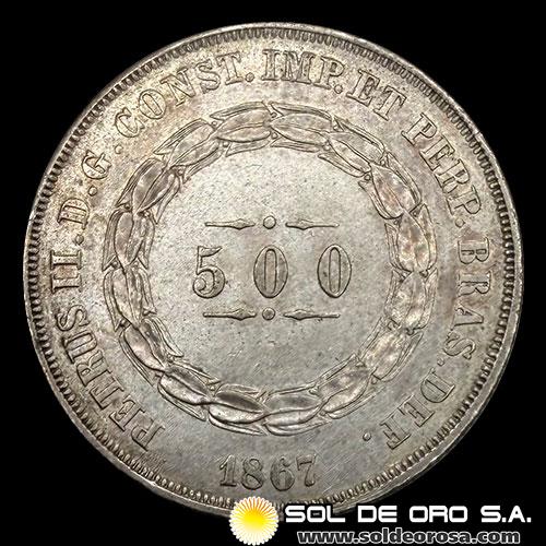 NA2 - BRASIL - 500 REIS - 1867 - MONEDA DE PLATA