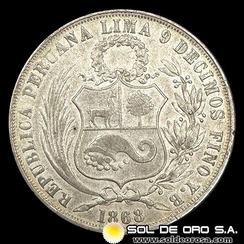 NA4 - REPUBLICA PERUANA - 1 SOL, 1868 - MONEDA DE PLATA