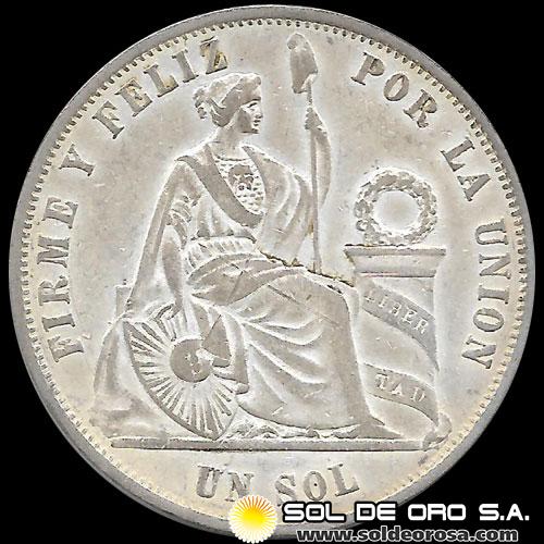 NA4 - REPUBLICA PERUANA - 1 SOL - 1868 - MONEDA DE PLATA 
