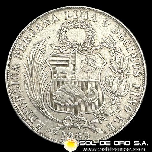 NA4 - REPUBLICA PERUANA - 1 SOL - 1869 - MONEDA DE PLATA