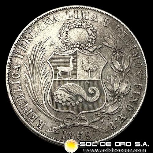 NA4 - REPUBLICA PERUANA - 1 SOL, 1869 - MONEDA DE PLATA