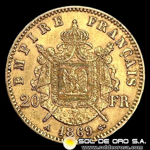 FRANCIA - EMPIRE FRANCAIS - NAPOLEON III - 20 FRANCOS, 1869 - MONEDA DE ORO