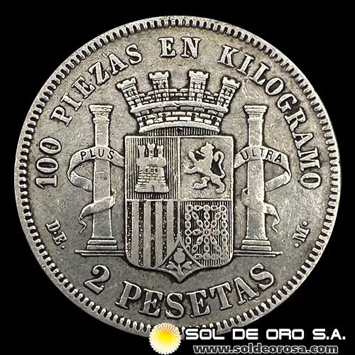 NA2 - ESPAÑA - 2 PESETAS, 1870 - GOBIERNO PROVISIONAL - MONEDA DE PLATA